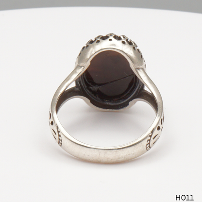 925 Silber Herrenring mit echtem Jemen Achat - Aqeeq Yamani