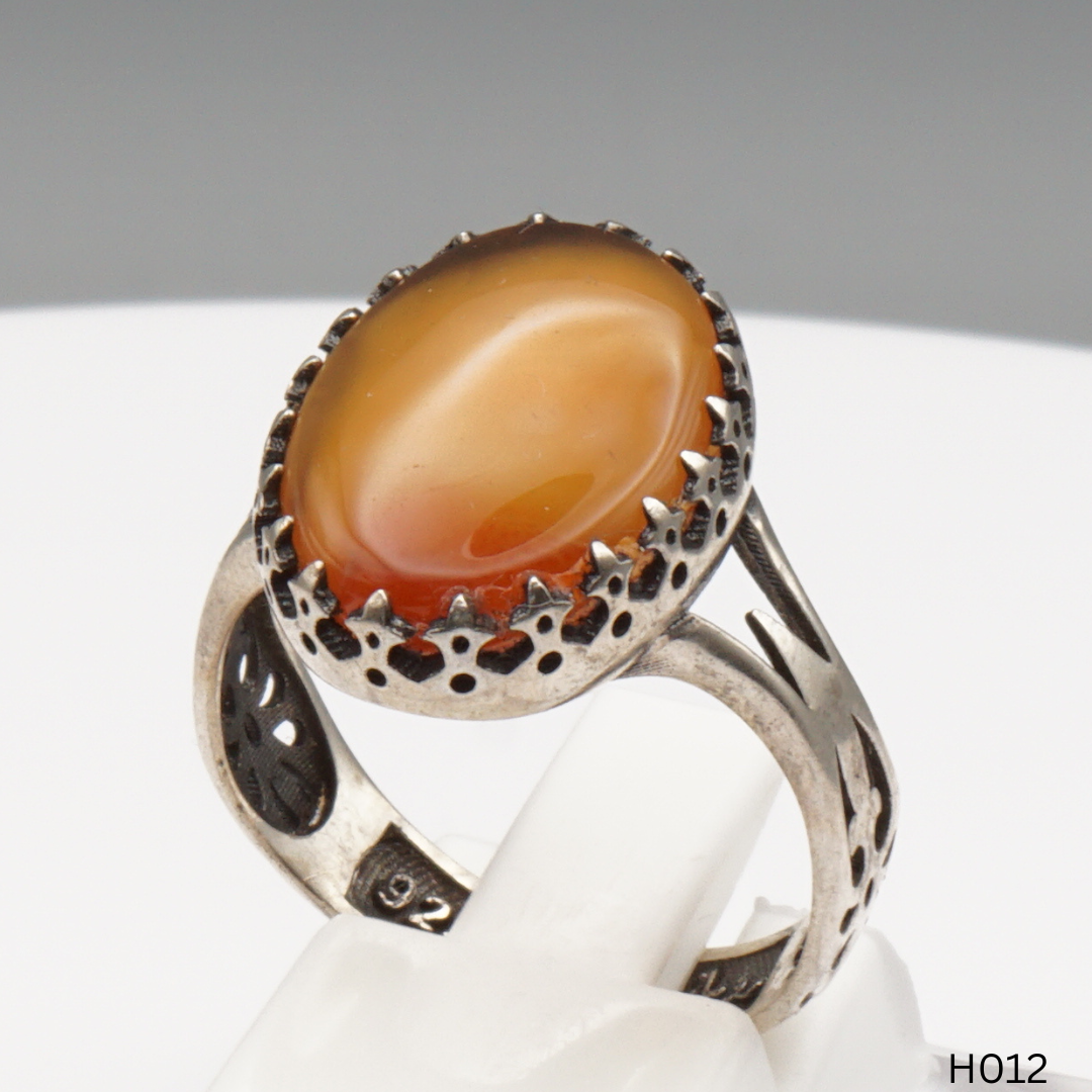 925 Silber Herrenring mit echtem Jemen Achat - Aqeeq Yamani