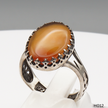 925 Silber Herrenring mit echtem Jemen Achat - Aqeeq Yamani