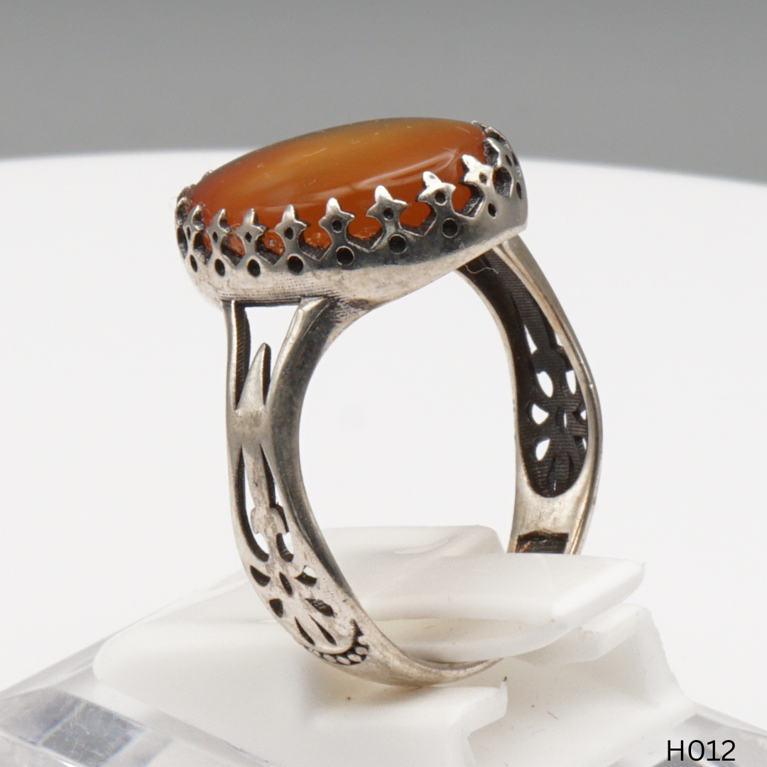 925 Silber Herrenring mit echtem Jemen Achat - Aqeeq Yamani