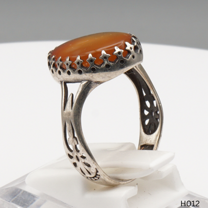 925 Silber Herrenring mit echtem Jemen Achat - Aqeeq Yamani