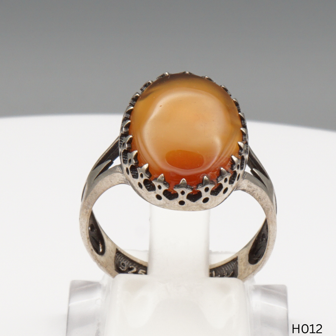 925 Silber Herrenring mit echtem Jemen Achat - Aqeeq Yamani