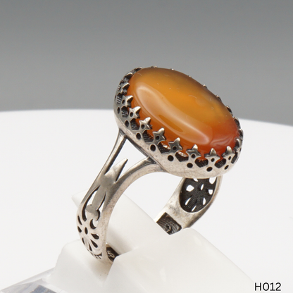 925 Silber Herrenring mit echtem Jemen Achat - Aqeeq Yamani