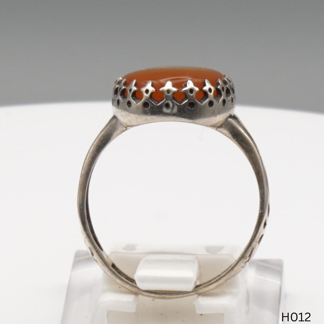 925 Silber Herrenring mit echtem Jemen Achat - Aqeeq Yamani