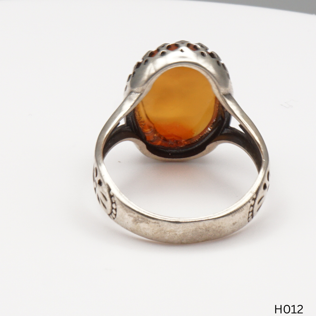 925 Silber Herrenring mit echtem Jemen Achat - Aqeeq Yamani