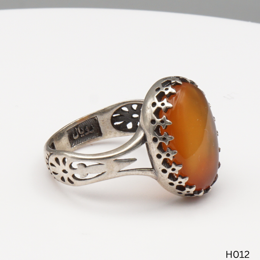 925 Silber Herrenring mit echtem Jemen Achat - Aqeeq Yamani
