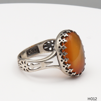 925 Silber Herrenring mit echtem Jemen Achat - Aqeeq Yamani