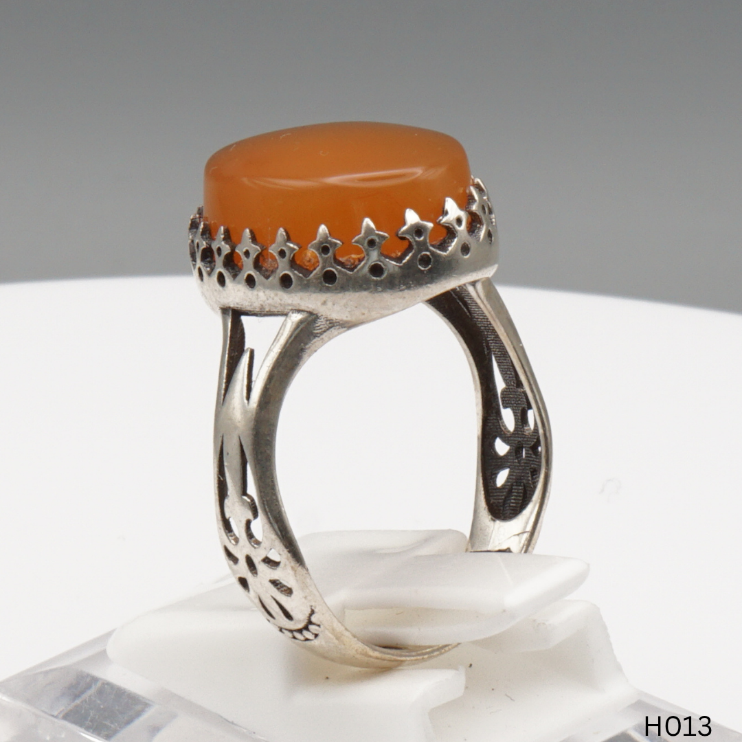 925 Silber Herrenring mit echtem Jemen Achat - Aqeeq Yamani
