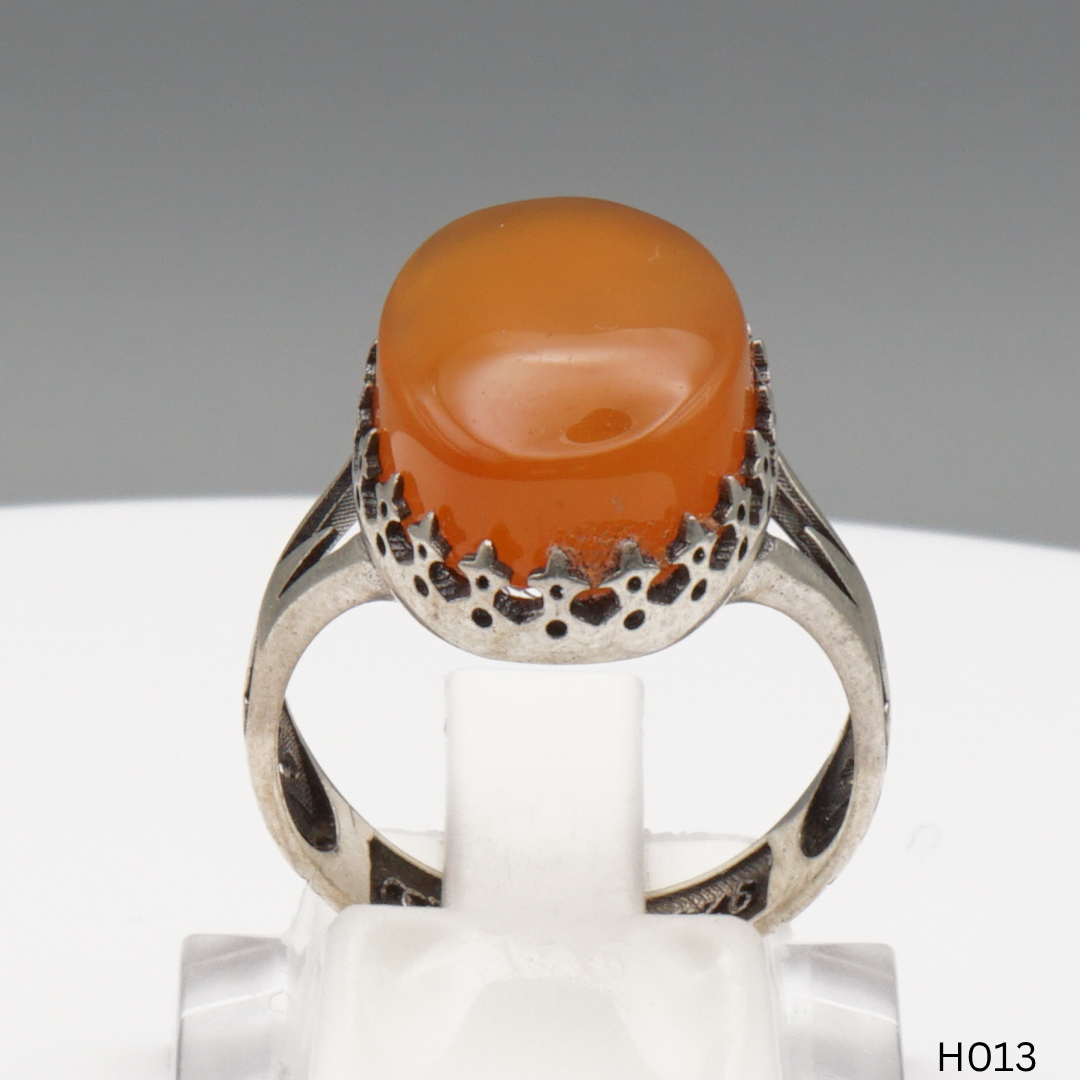 925 Silber Herrenring mit echtem Jemen Achat - Aqeeq Yamani