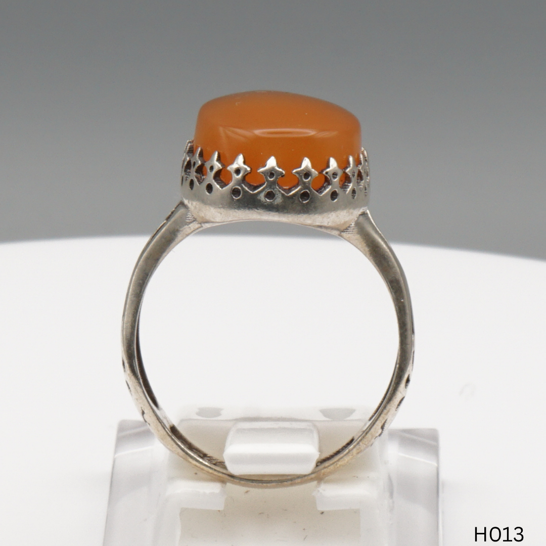 925 Silber Herrenring mit echtem Jemen Achat - Aqeeq Yamani