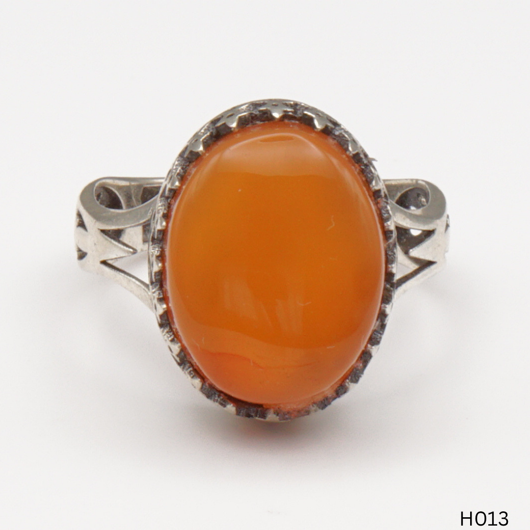 925 Silber Herrenring mit echtem Jemen Achat - Aqeeq Yamani