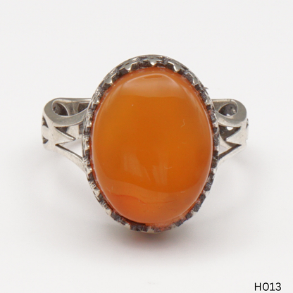 925 Silber Herrenring mit echtem Jemen Achat - Aqeeq Yamani
