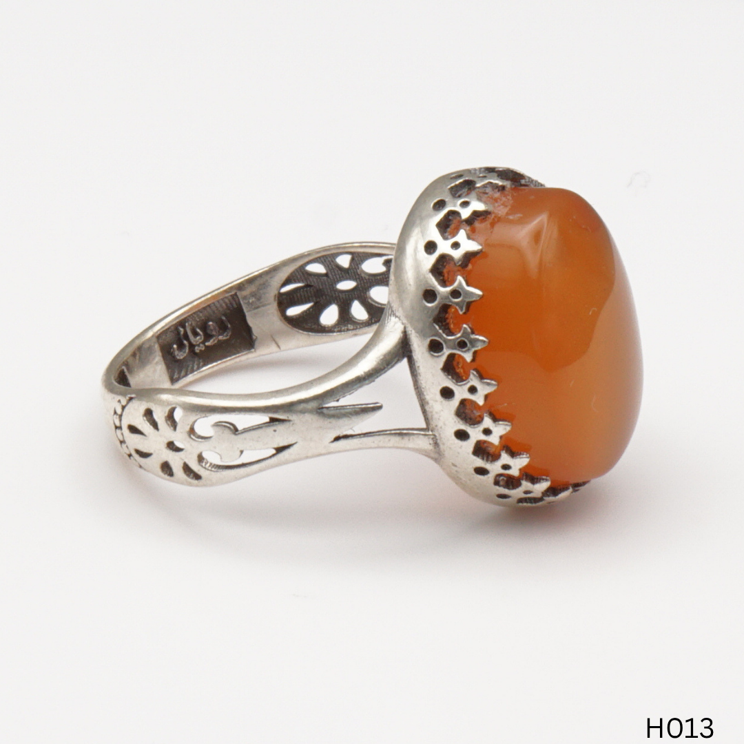 925 Silber Herrenring mit echtem Jemen Achat - Aqeeq Yamani