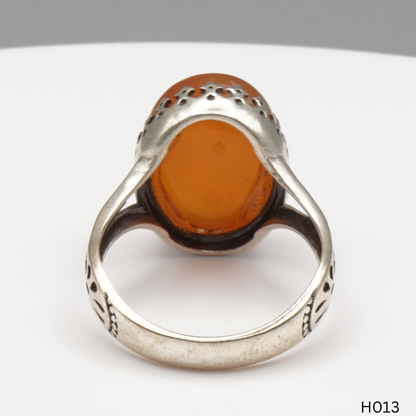 925 Silber Herrenring mit echtem Jemen Achat - Aqeeq Yamani