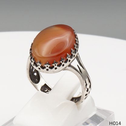 925 Silber Herrenring mit echtem Jemen Achat - Aqeeq Yamani