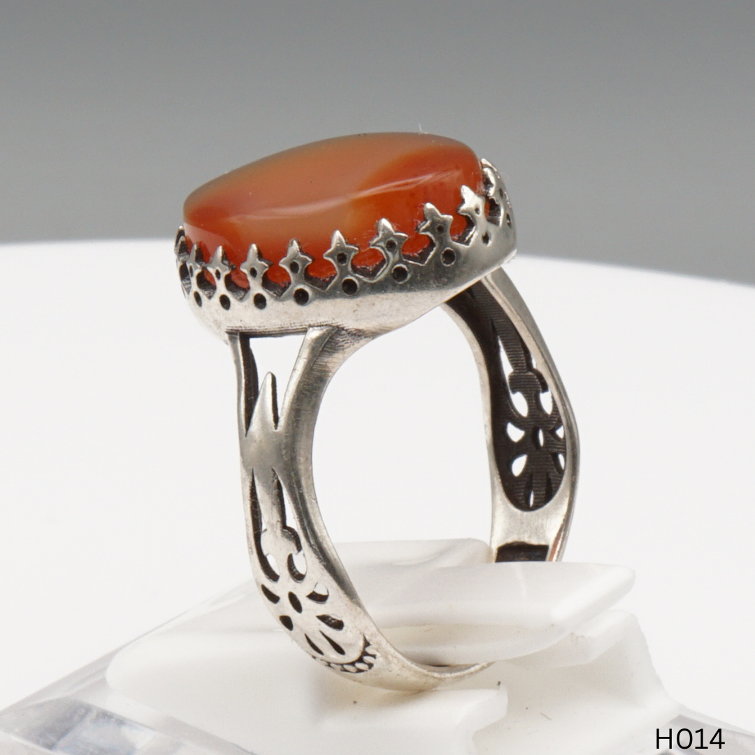 925 Silber Herrenring mit echtem Jemen Achat - Aqeeq Yamani