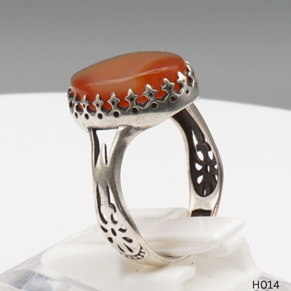 925 Silber Herrenring mit echtem Jemen Achat - Aqeeq Yamani
