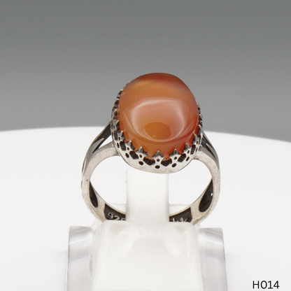 925 Silber Herrenring mit echtem Jemen Achat - Aqeeq Yamani