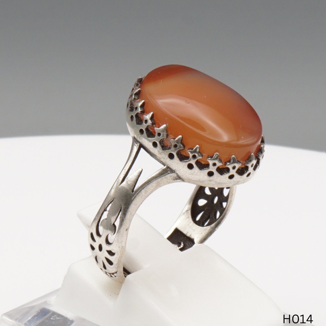 925 Silber Herrenring mit echtem Jemen Achat - Aqeeq Yamani
