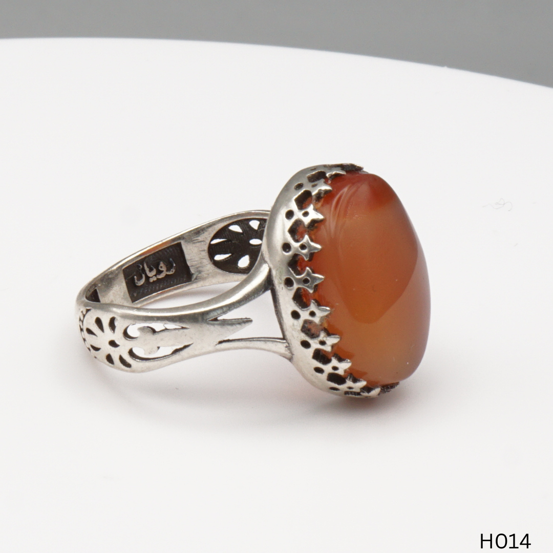 925 Silber Herrenring mit echtem Jemen Achat - Aqeeq Yamani
