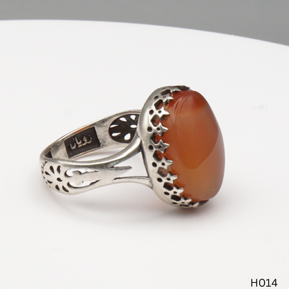 925 Silber Herrenring mit echtem Jemen Achat - Aqeeq Yamani