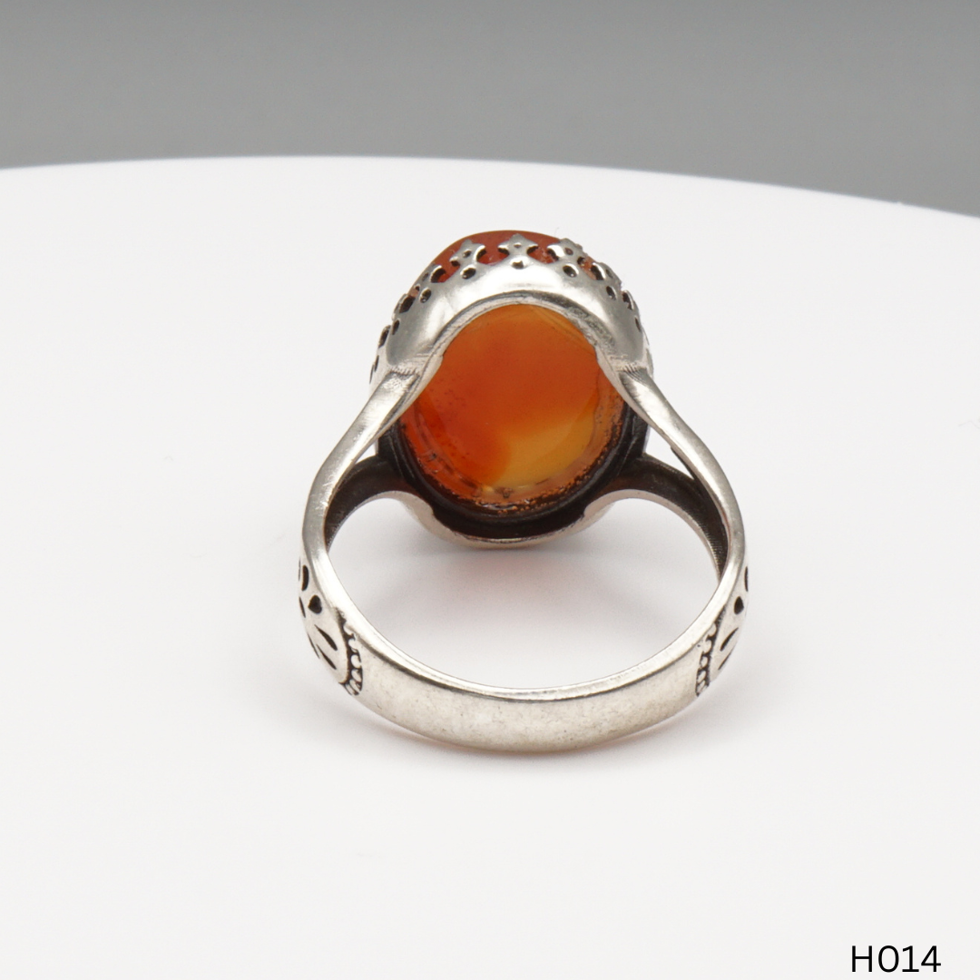 925 Silber Herrenring mit echtem Jemen Achat - Aqeeq Yamani