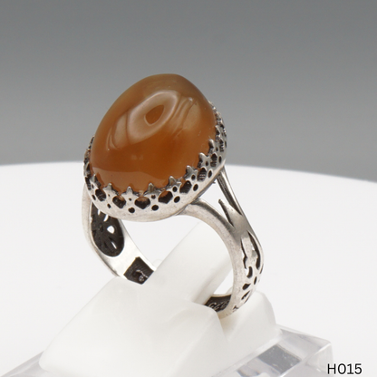 925 Silber Herrenring mit echtem Jemen Achat - Aqeeq Yamani