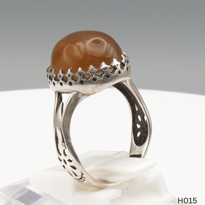 925 Silber Herrenring mit echtem Jemen Achat - Aqeeq Yamani