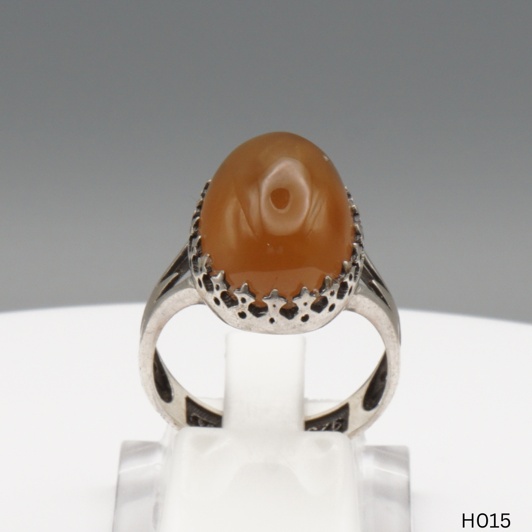 925 Silber Herrenring mit echtem Jemen Achat - Aqeeq Yamani