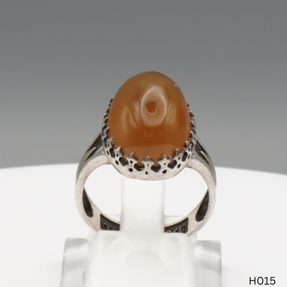 925 Silber Herrenring mit echtem Jemen Achat - Aqeeq Yamani