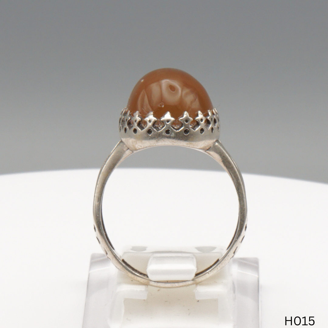 925 Silber Herrenring mit echtem Jemen Achat - Aqeeq Yamani