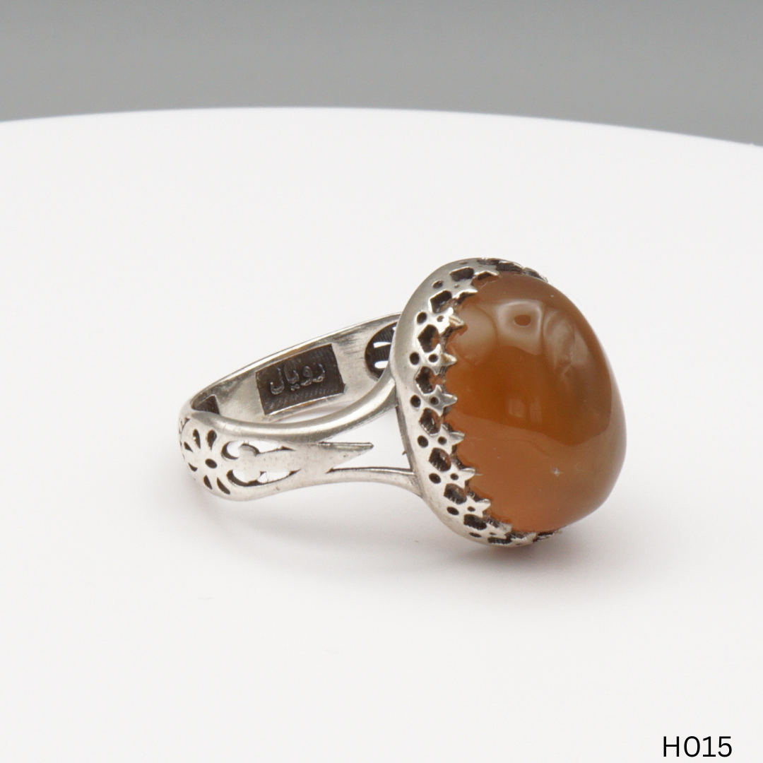 925 Silber Herrenring mit echtem Jemen Achat - Aqeeq Yamani