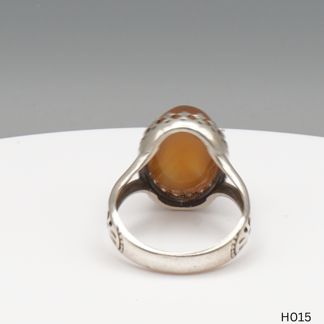 925 Silber Herrenring mit echtem Jemen Achat - Aqeeq Yamani