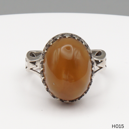 925 Silber Herrenring mit echtem Jemen Achat - Aqeeq Yamani