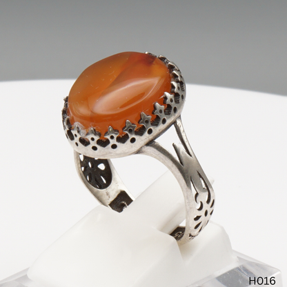 925 Silber Herrenring mit echtem Jemen Achat - Aqeeq Yamani