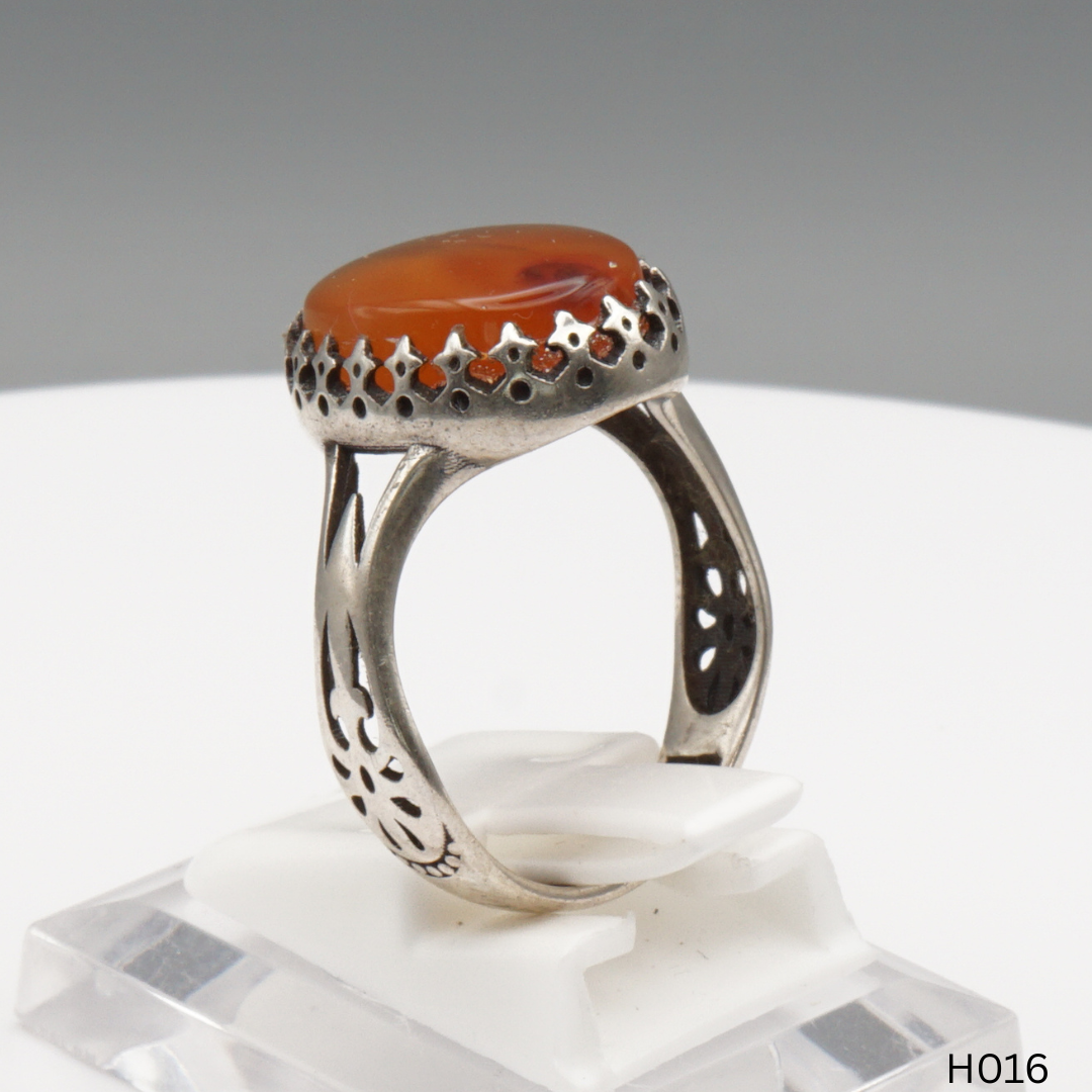 925 Silber Herrenring mit echtem Jemen Achat - Aqeeq Yamani