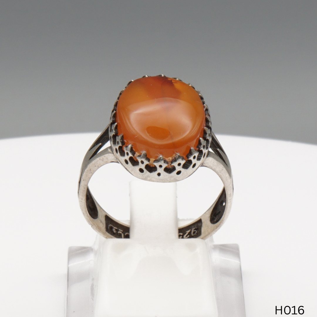 925 Silber Herrenring mit echtem Jemen Achat - Aqeeq Yamani