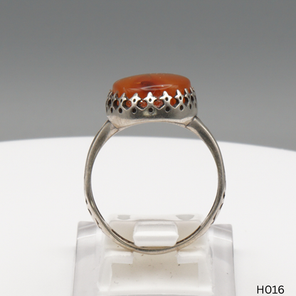 925 Silber Herrenring mit echtem Jemen Achat - Aqeeq Yamani