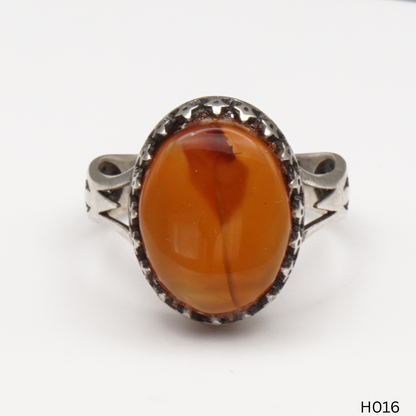 925 Silber Herrenring mit echtem Jemen Achat - Aqeeq Yamani