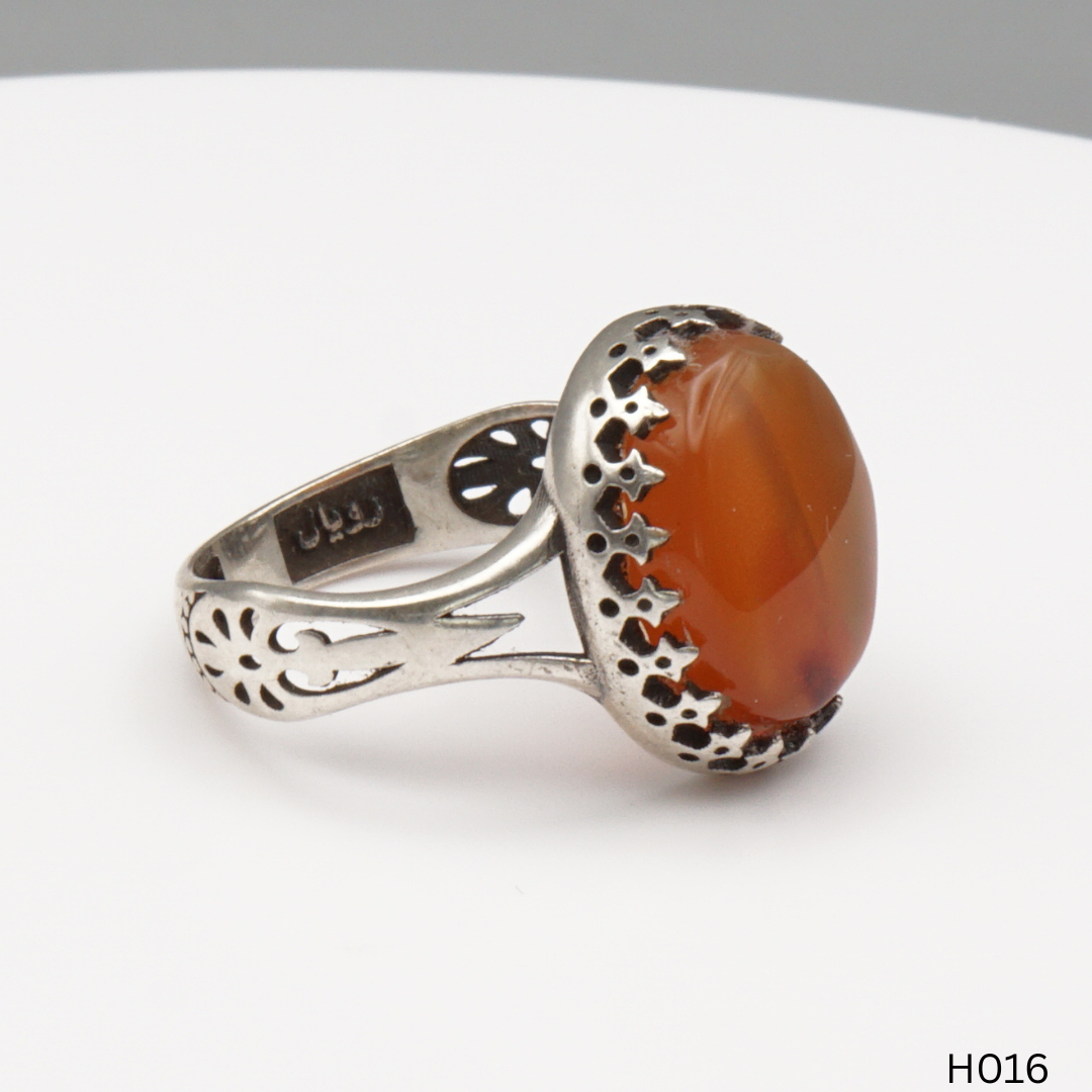 925 Silber Herrenring mit echtem Jemen Achat - Aqeeq Yamani