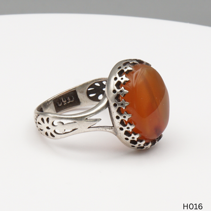 925 Silber Herrenring mit echtem Jemen Achat - Aqeeq Yamani