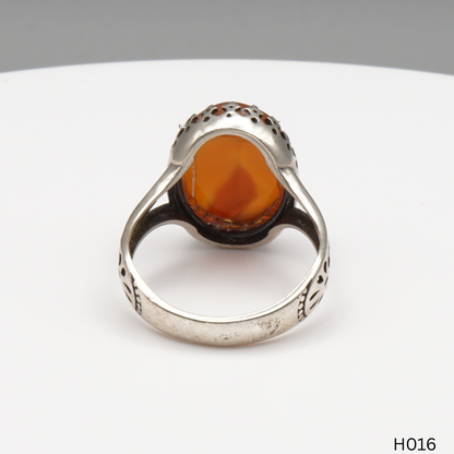 925 Silber Herrenring mit echtem Jemen Achat - Aqeeq Yamani