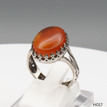925 Silber Herrenring mit echtem Jemen Achat - Aqeeq Yamani
