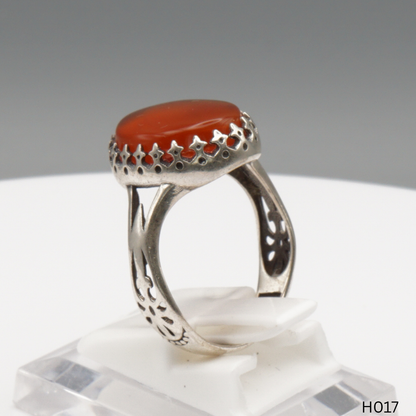 925 Silber Herrenring mit echtem Jemen Achat - Aqeeq Yamani