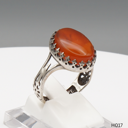 925 Silber Herrenring mit echtem Jemen Achat - Aqeeq Yamani