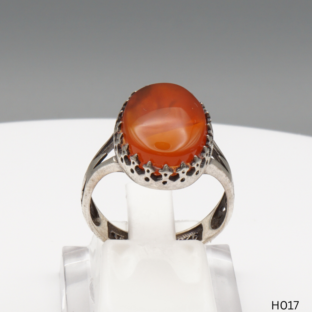 925 Silber Herrenring mit echtem Jemen Achat - Aqeeq Yamani