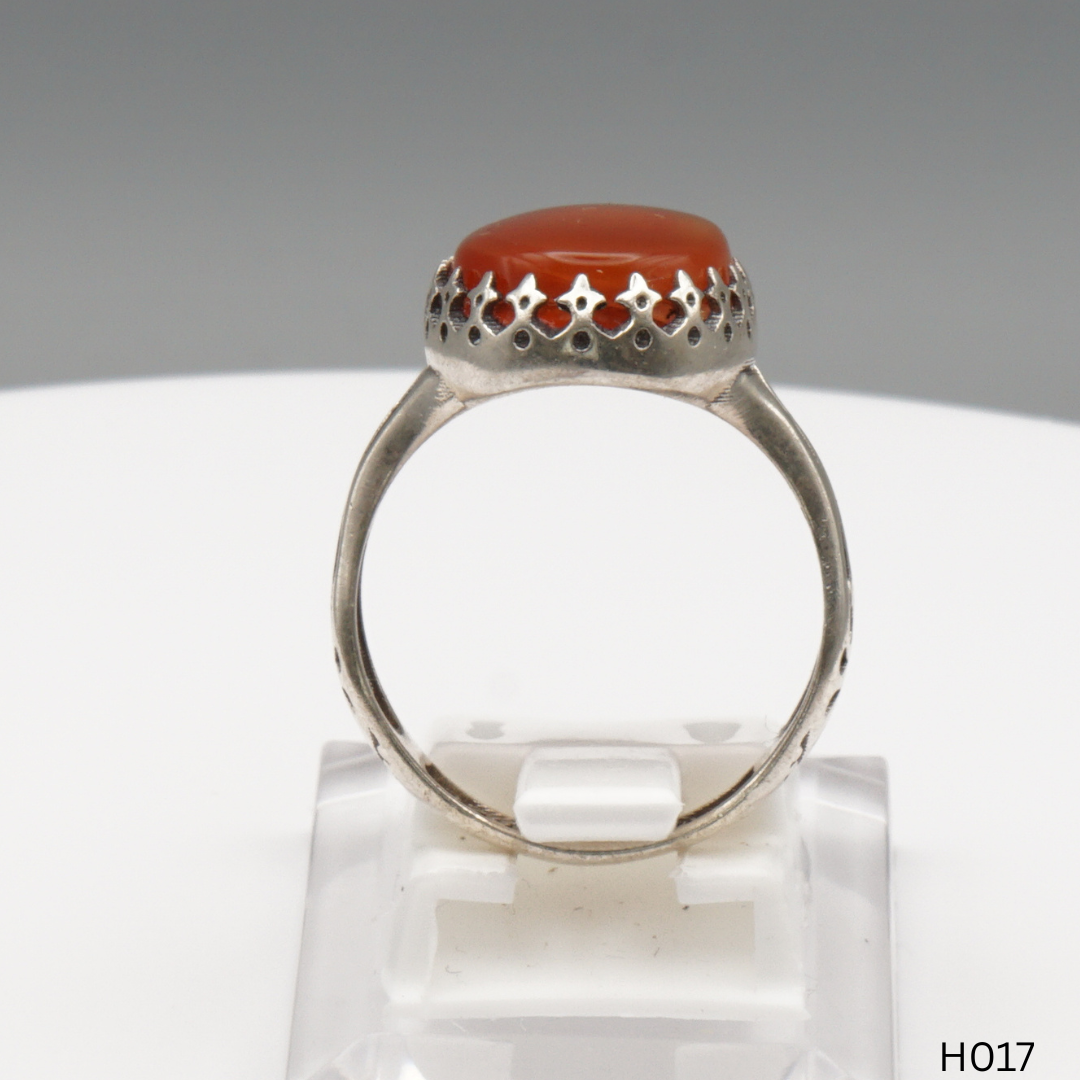 925 Silber Herrenring mit echtem Jemen Achat - Aqeeq Yamani