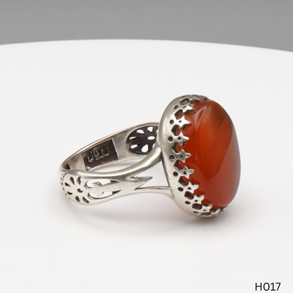 925 Silber Herrenring mit echtem Jemen Achat - Aqeeq Yamani
