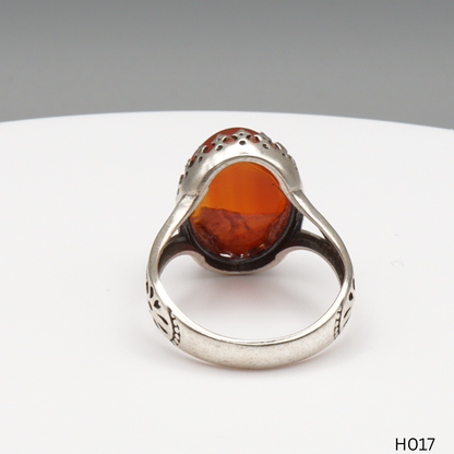 925 Silber Herrenring mit echtem Jemen Achat - Aqeeq Yamani