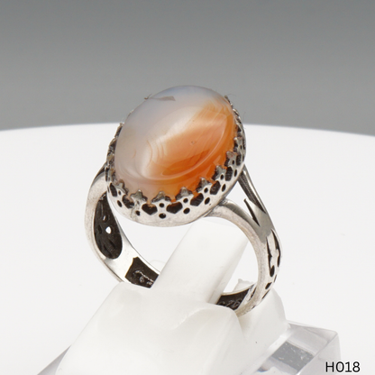 925 Silber Herrenring mit echtem Jemen Achat - Aqeeq Yamani
